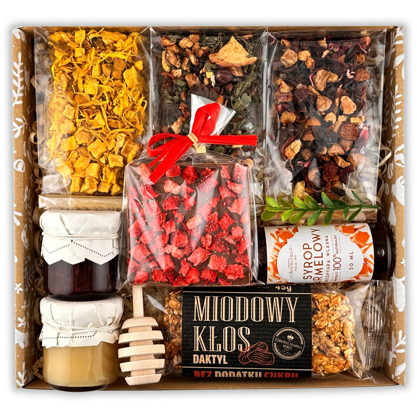Easter gift basket with loose leaf tea and sweets