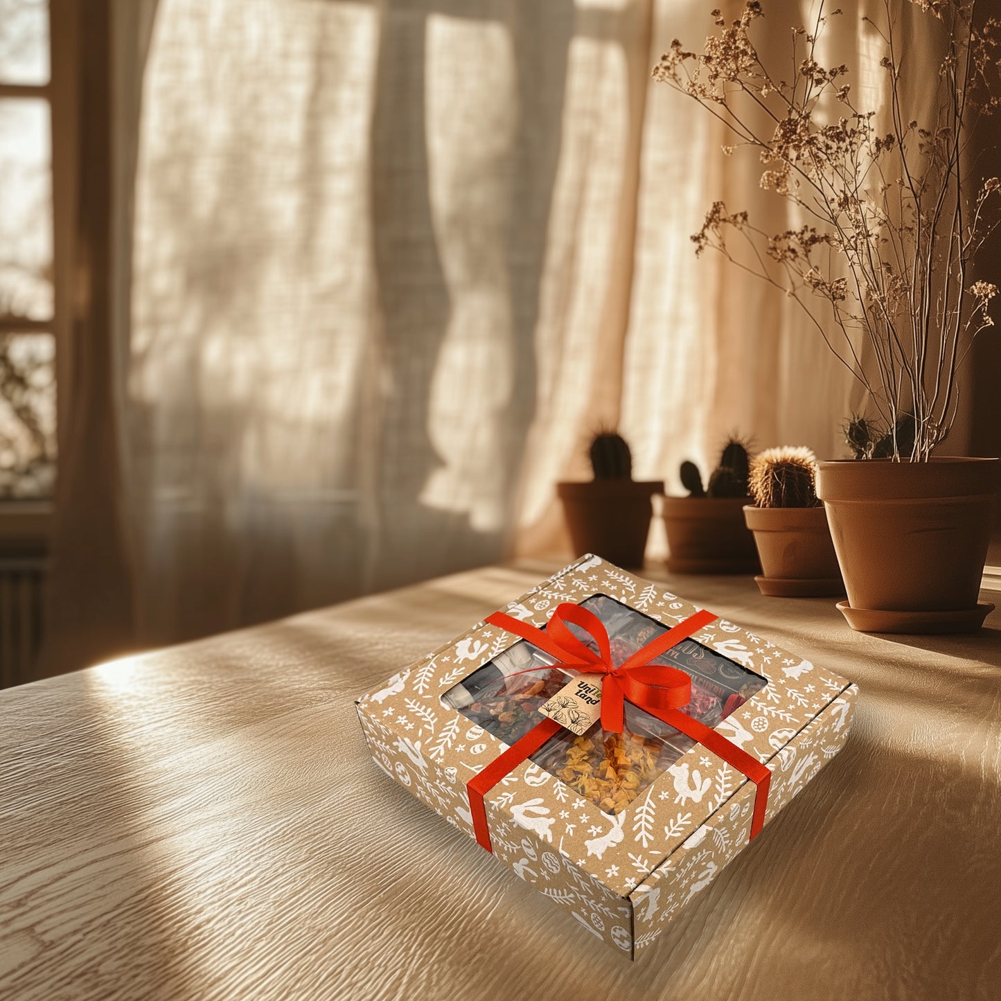 Elegant tea gift set with premium honey and chocolate