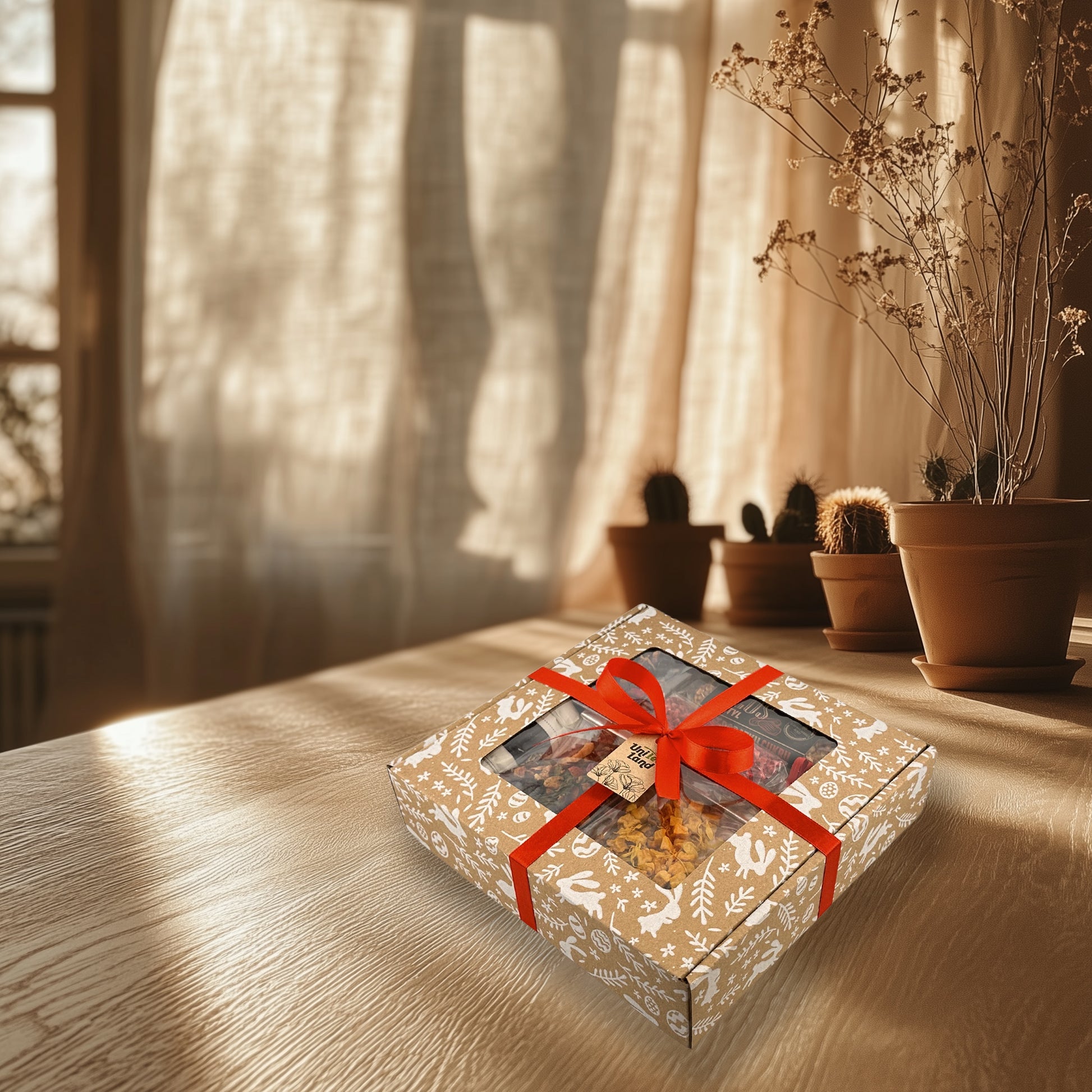 Elegant tea gift set with premium honey and chocolate