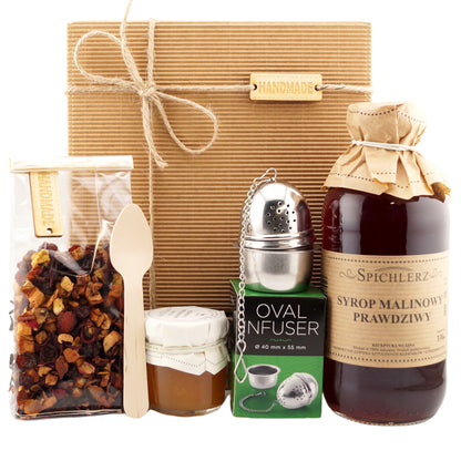 Luxury tea gift set with teapot, honey and sweets – perfect birthday present or tea lovers gift basket