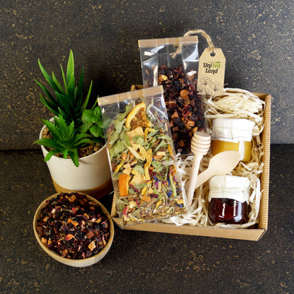 Gift basket for grandma filled with luxury tea and sweets