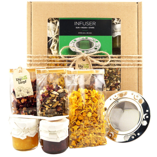 Gift set with teapot, honey and sweets – perfect present for grandma or teacher