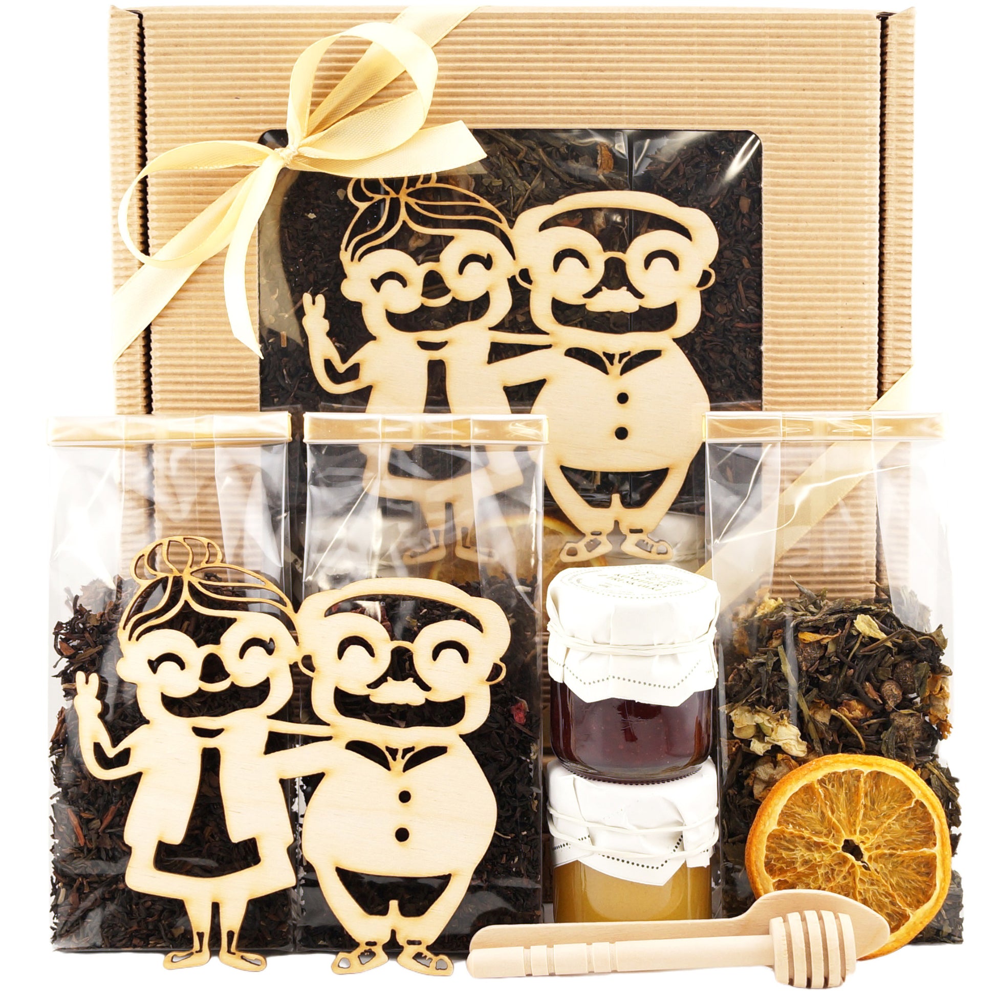 Premium tea set with loose leaf and herbal teas for grandparents