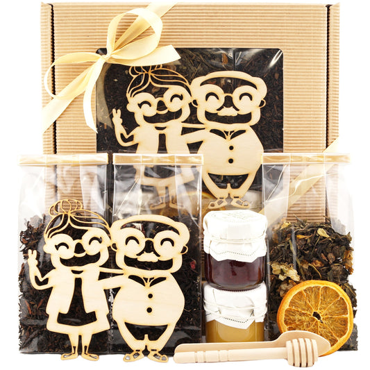 Premium tea set with loose leaf and herbal teas for grandparents