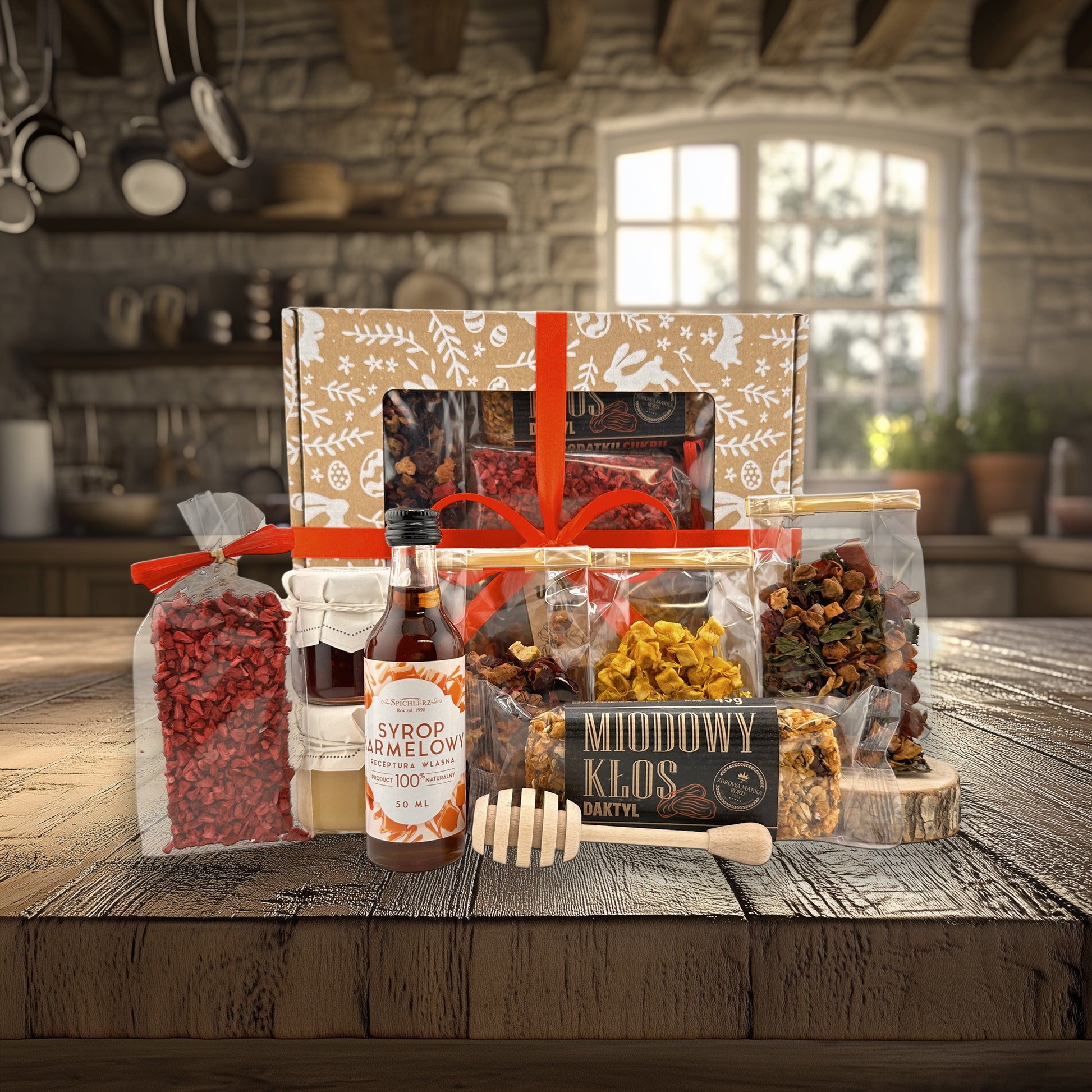 Loose leaf tea assortment in luxury box with honey