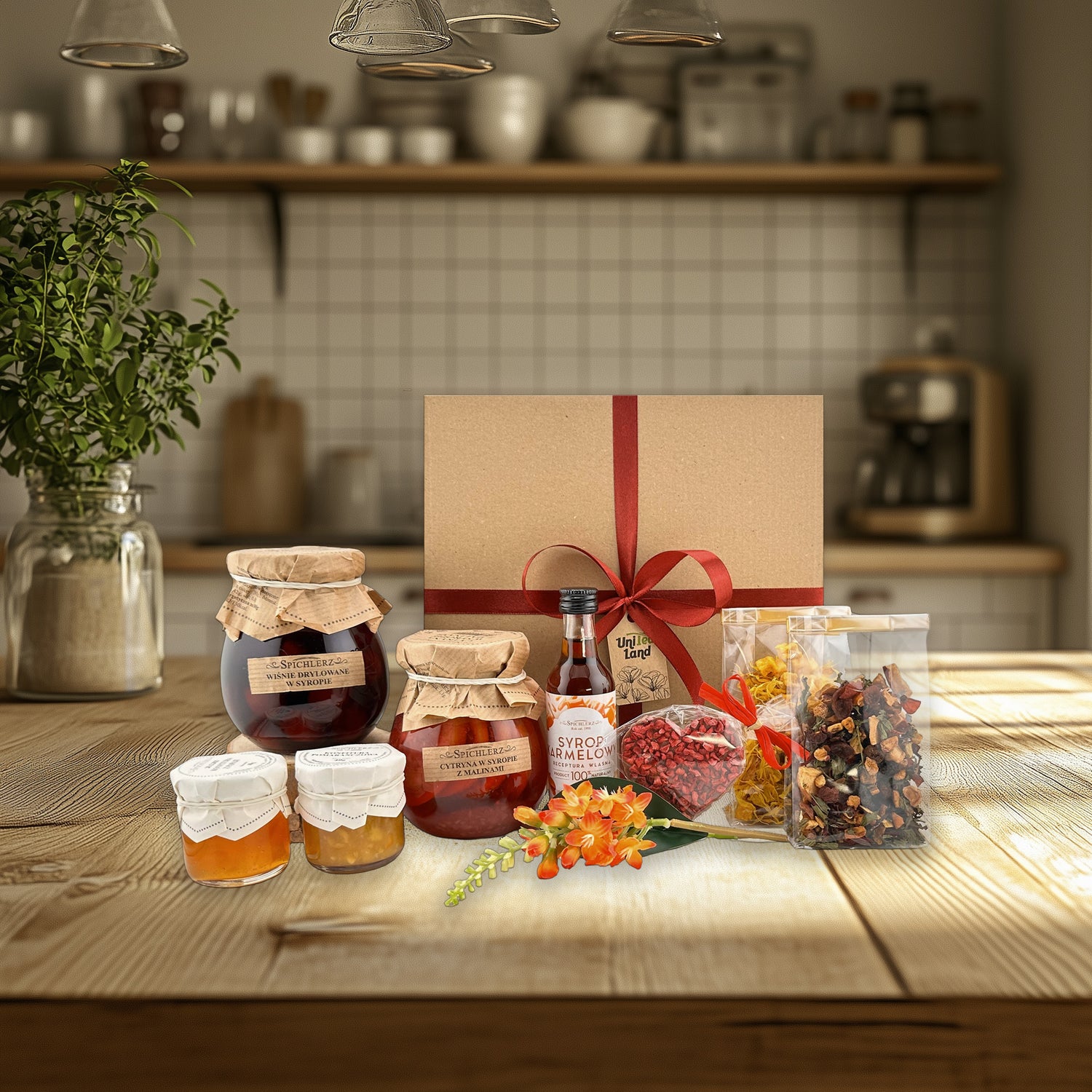 Luxury Easter gift set with premium tea and honey – elegant and festive