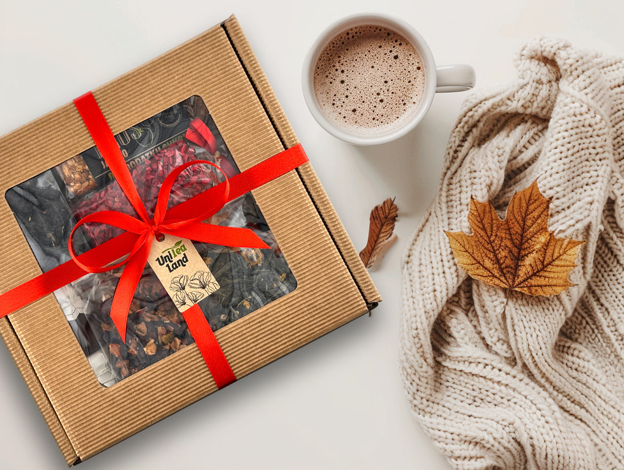 Luxurious employee gift box with a variety of high-quality teas and sweets