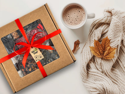 Luxurious employee gift box with a variety of high-quality teas and sweets