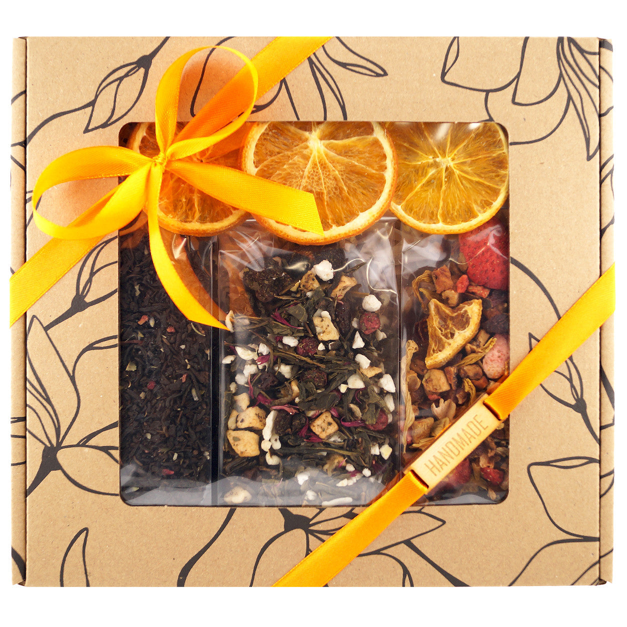 Elegant details of luxury tea gift set – stylish tea box for gift-giving