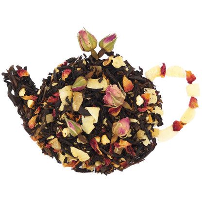 Loose leaf rose oolong tea with citrus and vanilla notes