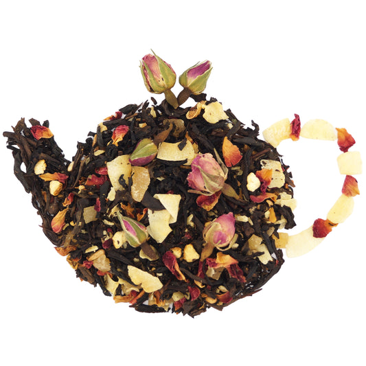 Loose leaf rose oolong tea with citrus and vanilla notes