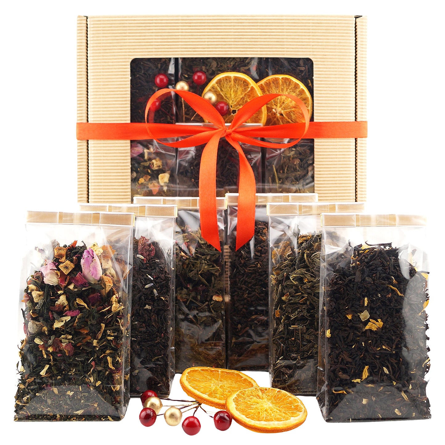 Elegant premium tea gift set with black and green tea assortment