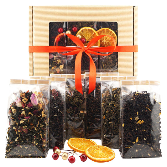 Elegant premium tea gift set with black and green tea assortment