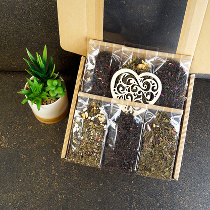 Tea gift box with assorted black and green teas, perfect gift for women