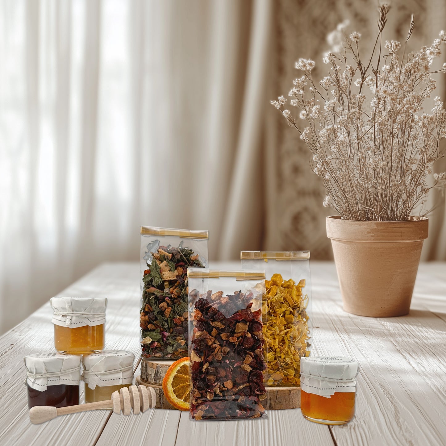 Tea gift box with honey and chocolate – luxury tea and sweets set for birthday gifting