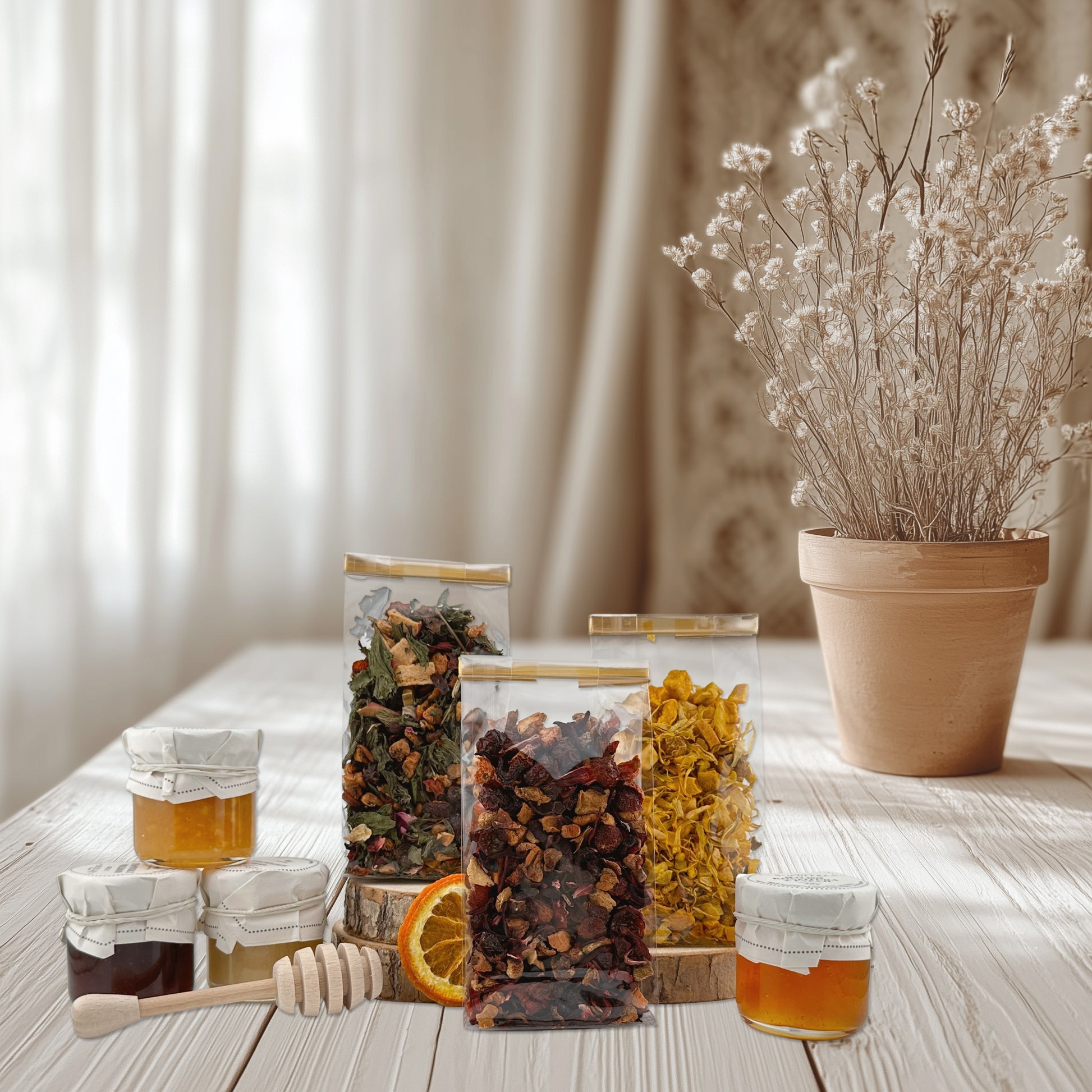 Tea gift box with honey and chocolate – luxury tea and sweets set for birthday gifting