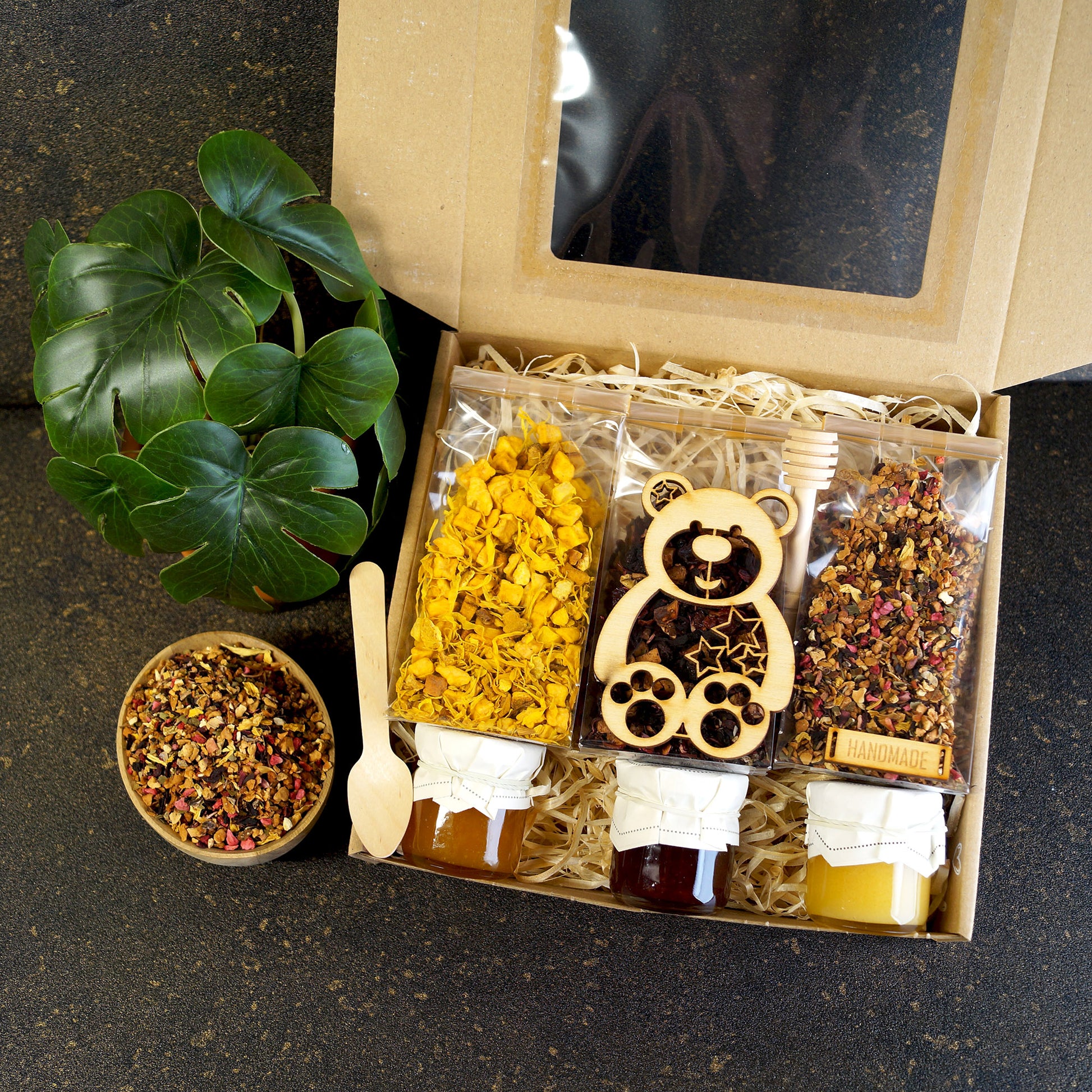 Tea gift set for her with tea blends and sweet treats, a unique valentine's gift basket