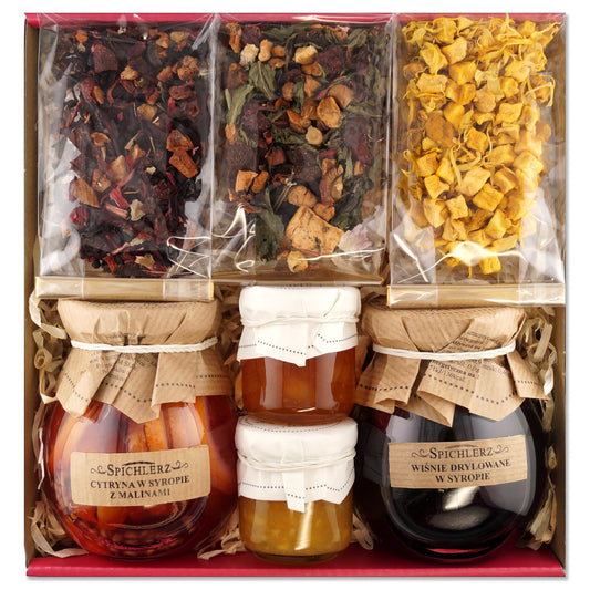 Elegant tea gift set for mom with loose leaf tea and sweets