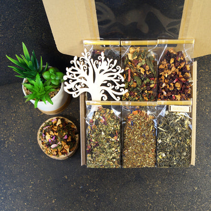 Close-up view of organic tea set box, perfect for tea lovers