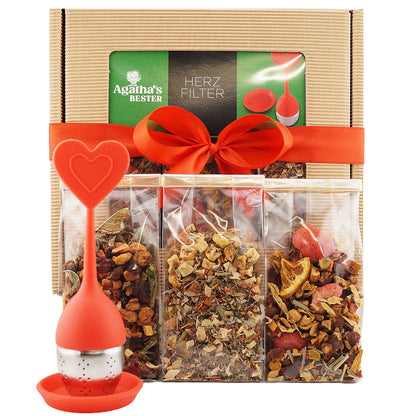 Mother's Day gift set with heart-shaped tea infuser – perfect gift for mom or loved one on special occasions