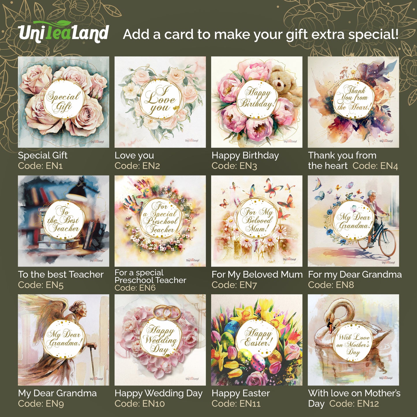 Tea and sweets Easter basket with premium loose leaf tea and greeting card