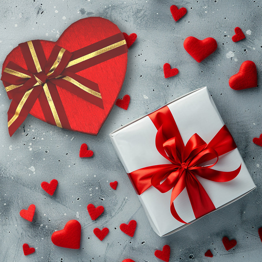 Valentine's Day soap flower box with red roses and heart-shaped packaging