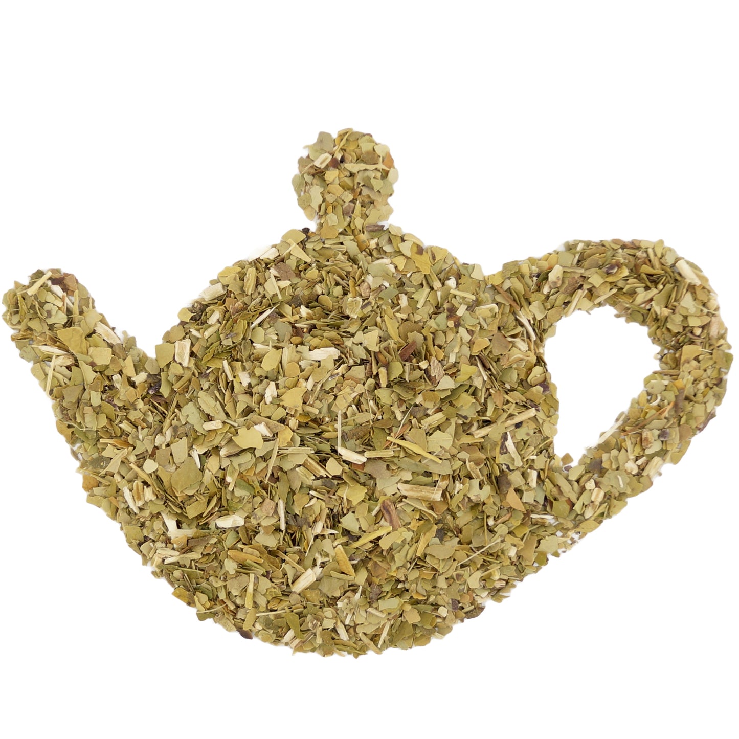 Loose leaf yerba mate green tea blend, a refreshing herbal infusion with vibrant green leaves